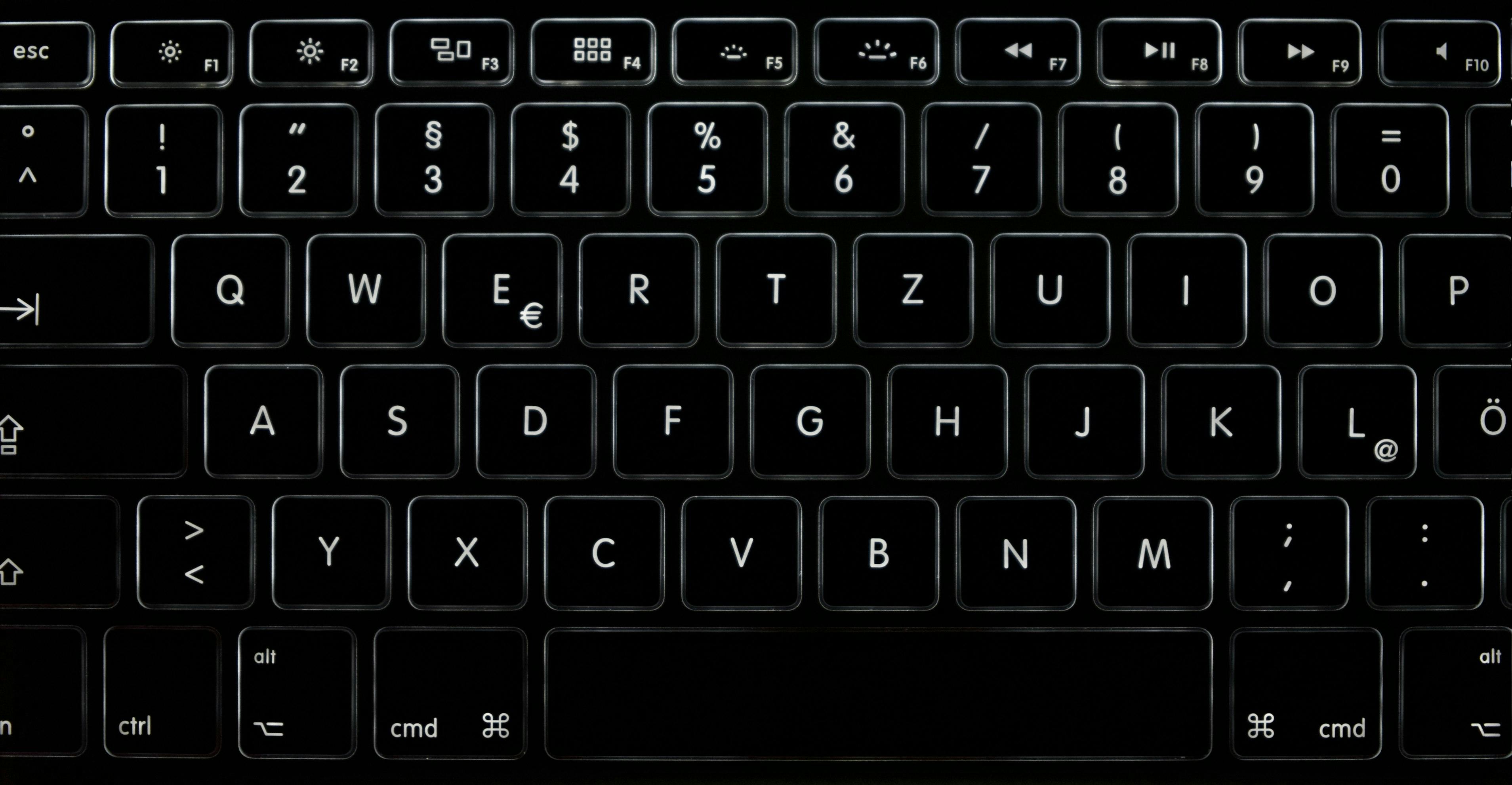 MacBook backlit keyboard.